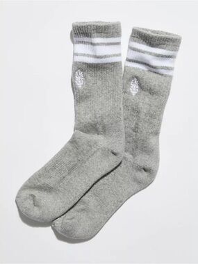 NEW FREE PEOPLE Movement Logo Stripe Tube Socks Gray White
